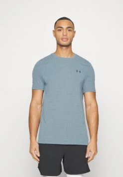 Under Armour Seamless Grid - Sports T-Shirt - Harbor Blue/Downpour Gray