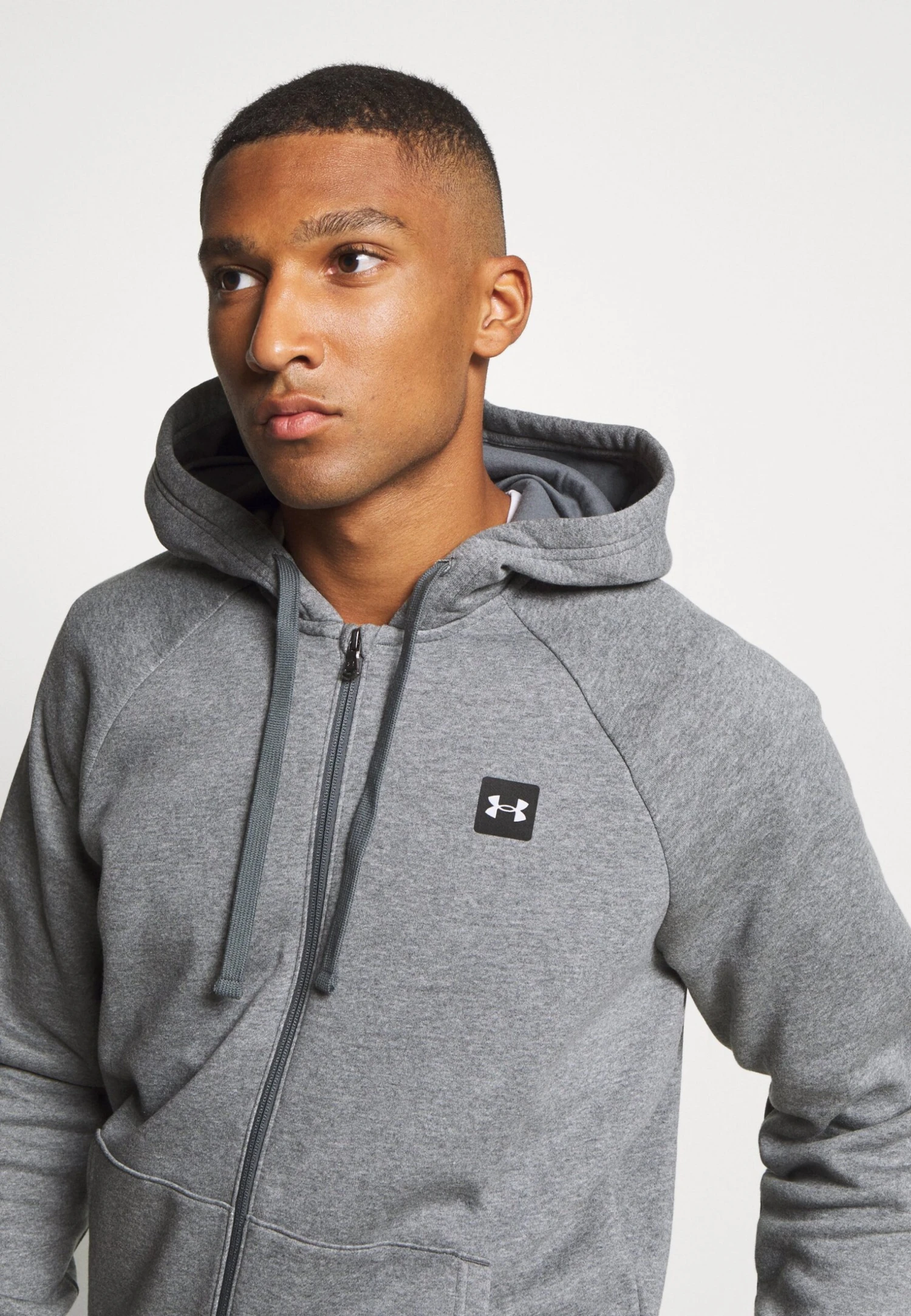 Under Armour Rival Hoodie - Zip-Up Sweatshirt - Pitch Gray Light Heather/Onyx White - Image 4