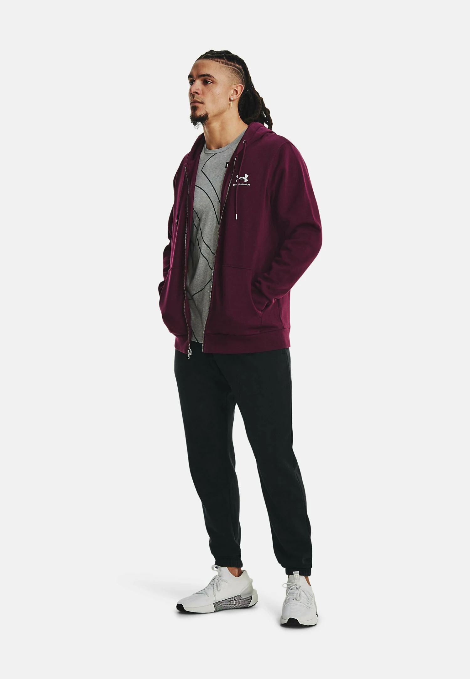 Under Armour Essential - Zip-Up Sweatshirt - Purple Stone - Image 2