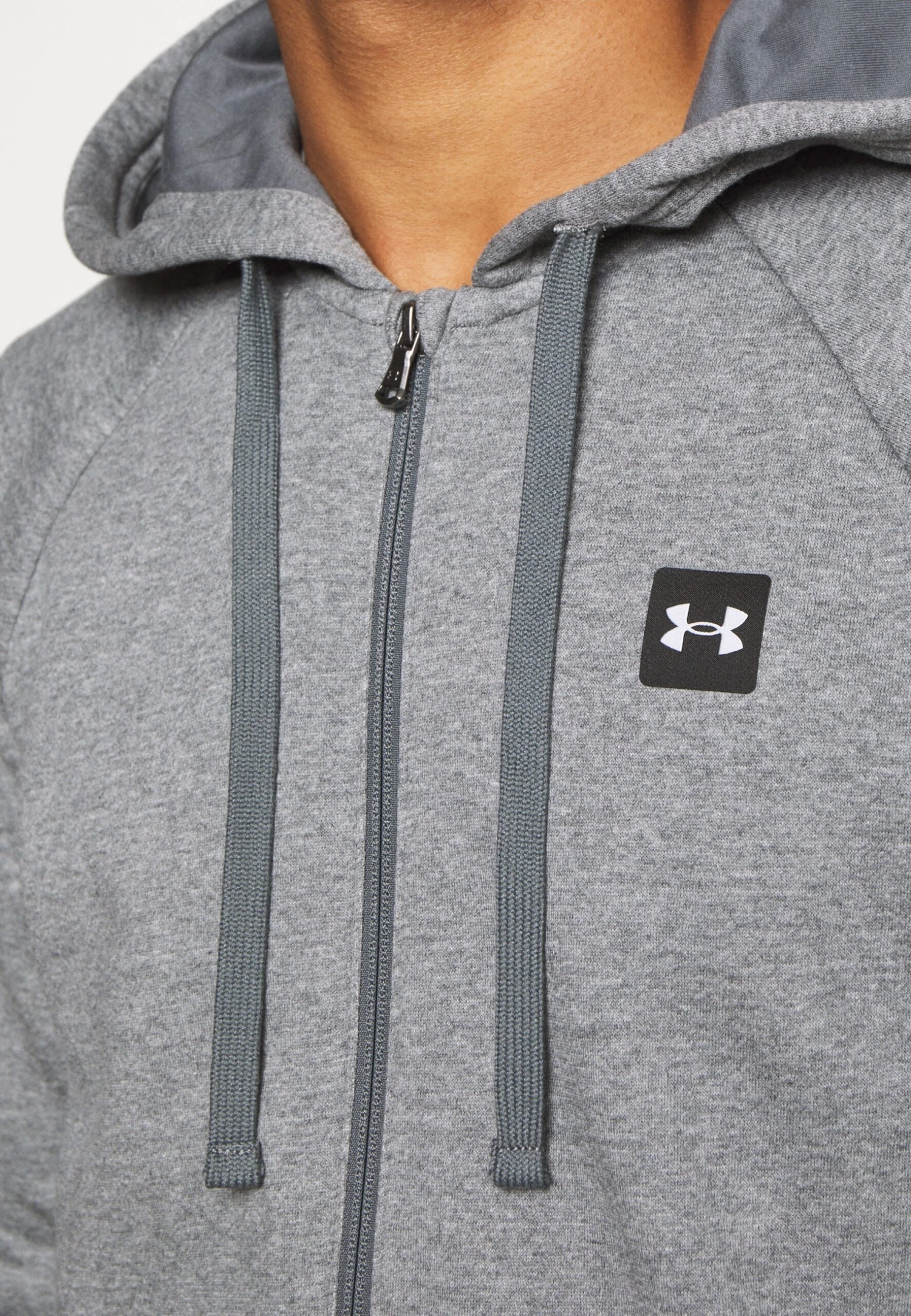 Under Armour Rival Hoodie - Zip-Up Sweatshirt - Pitch Gray Light Heather/Onyx White - Image 6