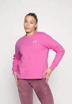 Under Armour Rival Crew - Sweatshirt - Pink Edge / White / White
