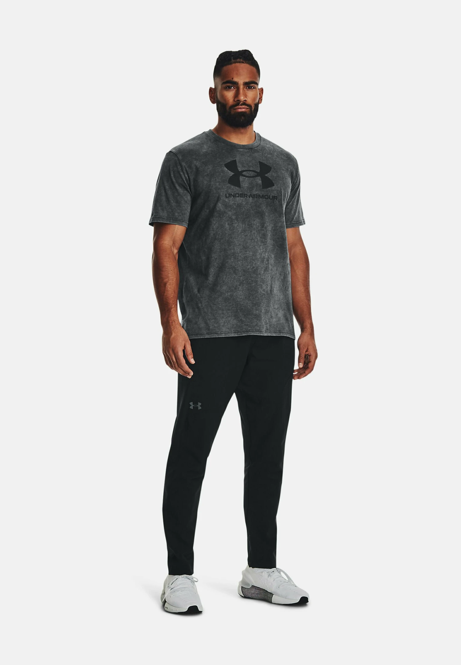 Under Armour Short Sleeve Graph Ua Wash Tonal Sportstyle Ss - Print T-Shirt - Black Medium Heather - Image 2