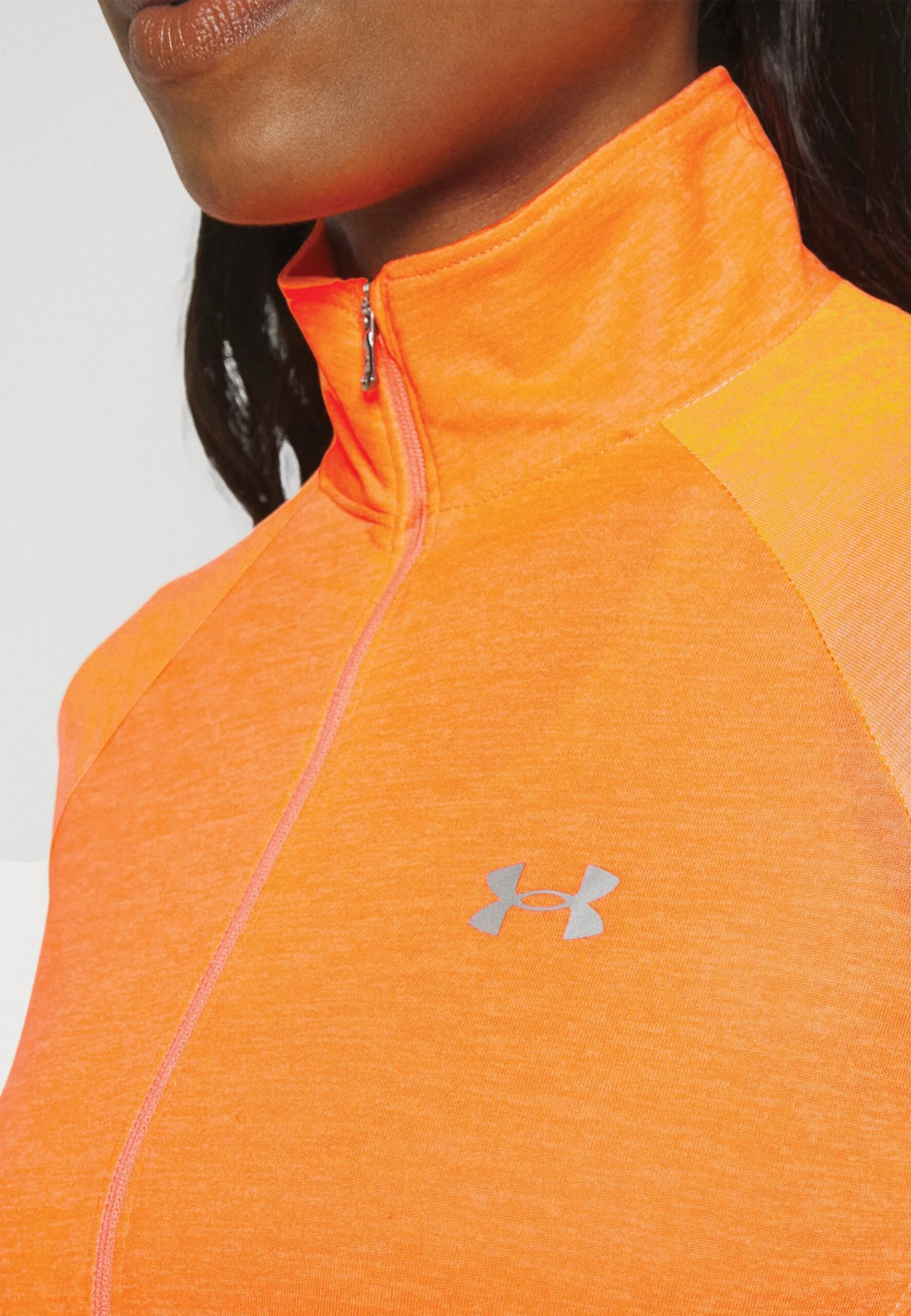 Under Armour Tech Zip Twist - Long Sleeved Top - Orange Blast/Orange Tropic /Metallic Silver - Image 6