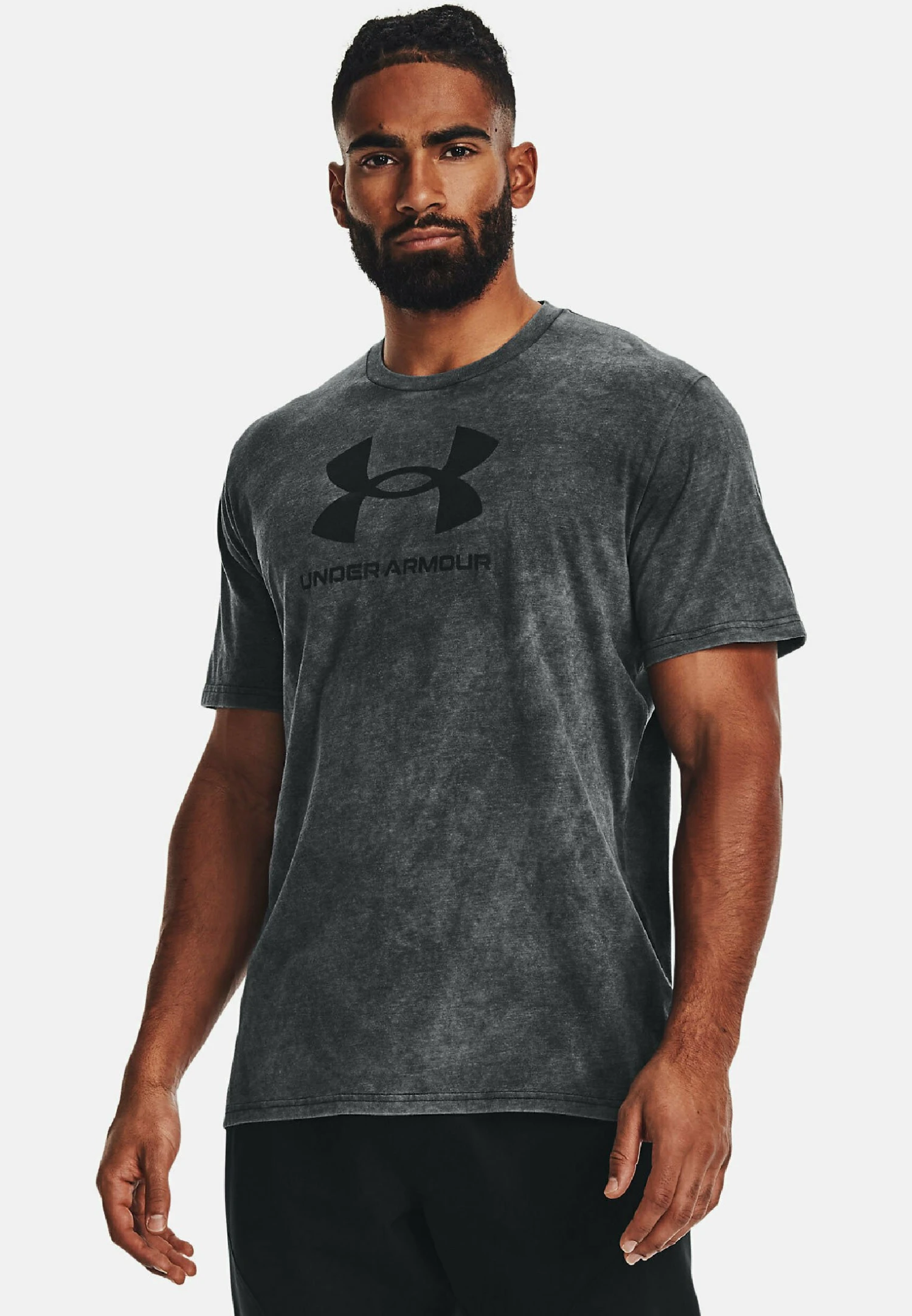 Under Armour Short Sleeve Graph Ua Wash Tonal Sportstyle Ss - Print T-Shirt - Black Medium Heather