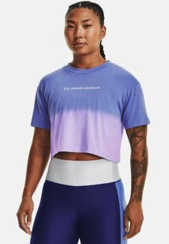 Under Armour Ua Branded Dip Dye Crop Ss - Sports T-Shirt - Baja Blue