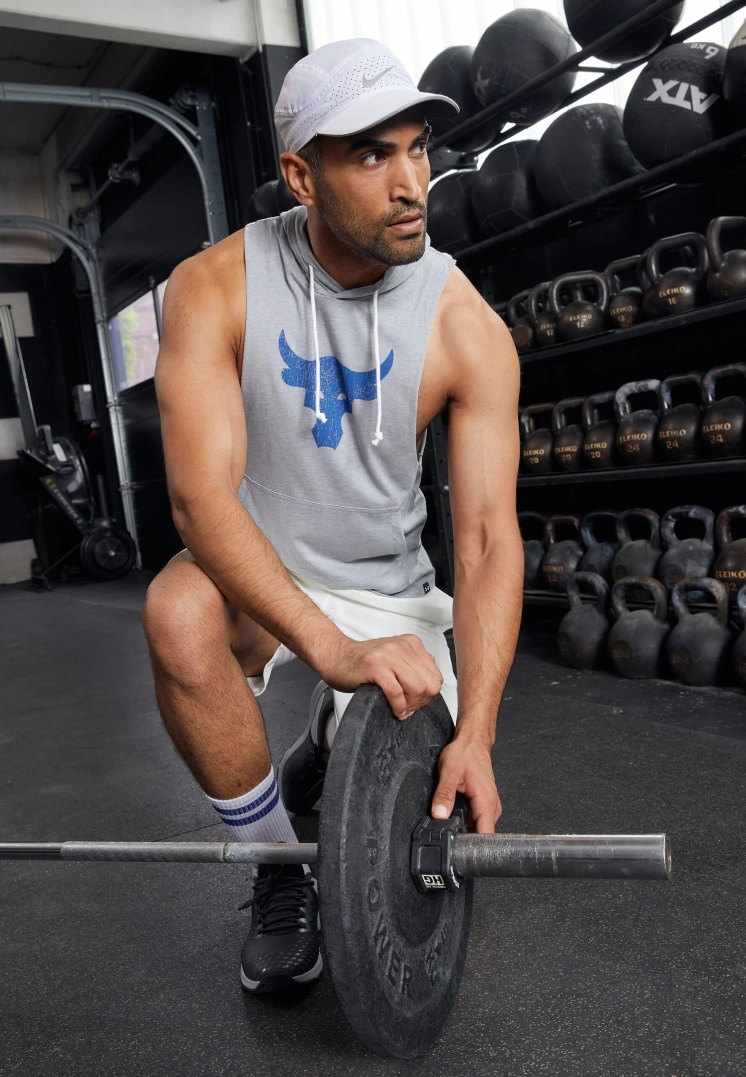 Under Armour Project Rock Bull - Top - Steel Light Heather/Blue Mirage