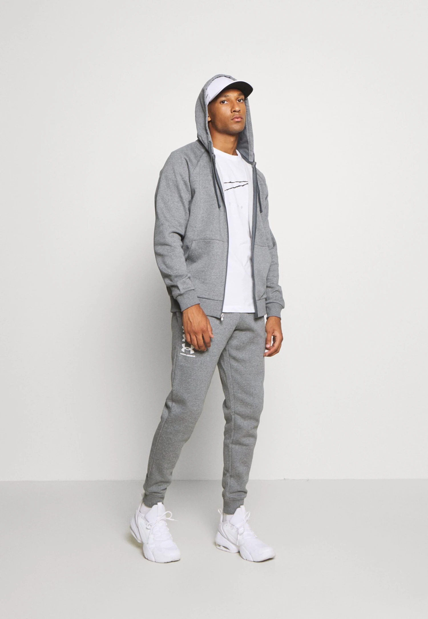 Under Armour Rival Hoodie - Zip-Up Sweatshirt - Pitch Gray Light Heather/Onyx White - Image 2