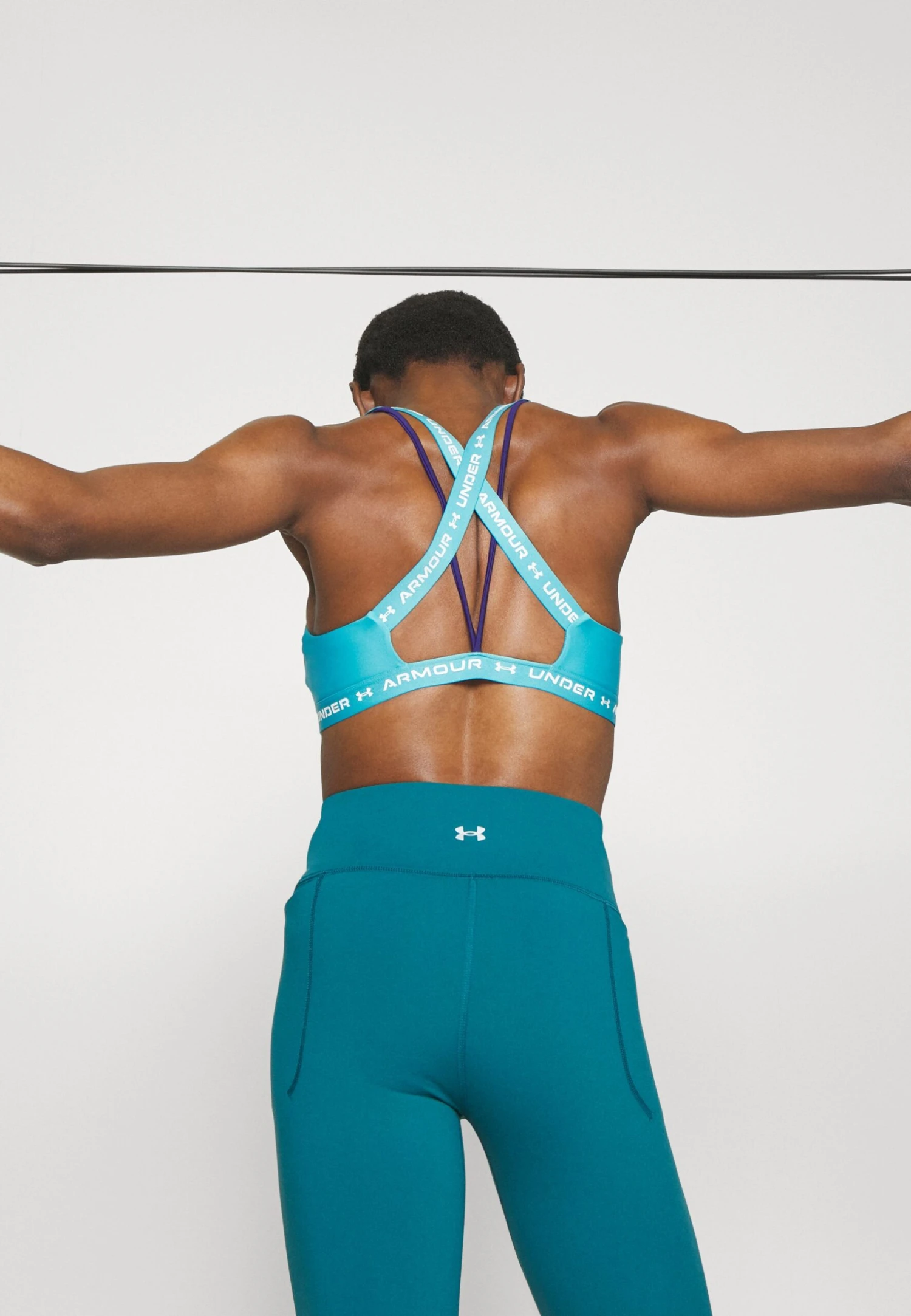 Under Armour Crossback Low - Light Support Sports Bra - Glacier Blue/White - Image 4